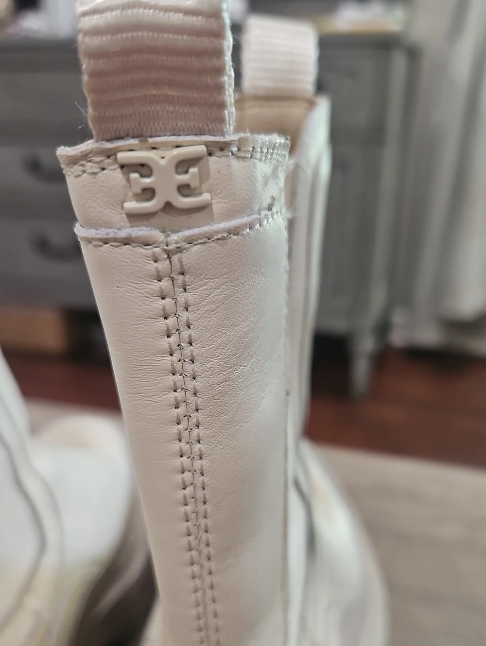 Sam Edelman Lulia Chelsea Boot Cream Platform - Women's Chunky Sole size 7.5